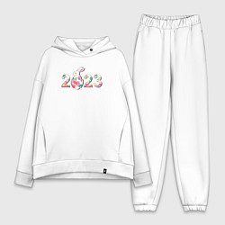 Женский костюм оверсайз Надпись 2023 год кролика, цвет: белый