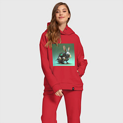 Женский костюм оверсайз Робот-заяц, цвет: красный — фото 2