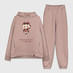 Женский костюм оверсайз Chibi Klee: catch fish, цвет: пыльно-розовый