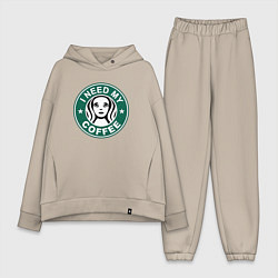 Женский костюм оверсайз I need my cofee, цвет: миндальный