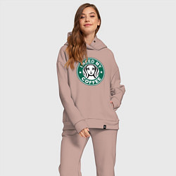 Женский костюм оверсайз I need my cofee, цвет: пыльно-розовый — фото 2