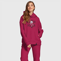 Женский костюм оверсайз Flower power, цвет: маджента — фото 2