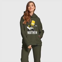 Женский костюм оверсайз Mayhem Барт Симпсон рокер, цвет: хаки — фото 2