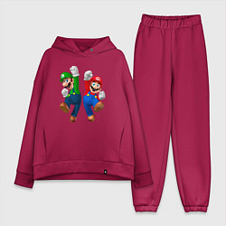 Женский костюм оверсайз Луиджи и Марио в прыжке, цвет: маджента