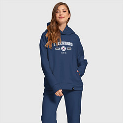 Женский костюм оверсайз Тхэквондо varsity style, цвет: тёмно-синий — фото 2