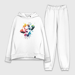 Женский костюм оверсайз Иллюстрация гантели, цвет: белый