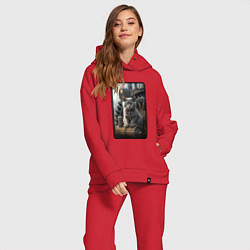 Женский костюм оверсайз Челябинск котик, цвет: красный — фото 2