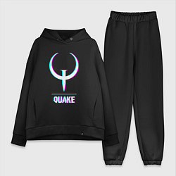 Женский костюм оверсайз Quake в стиле glitch и баги графики, цвет: черный