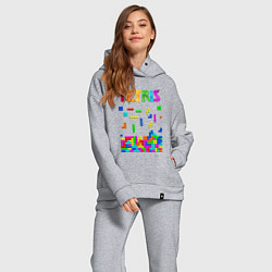 Женский костюм оверсайз Фильм Тетрис логотип, цвет: меланж — фото 2