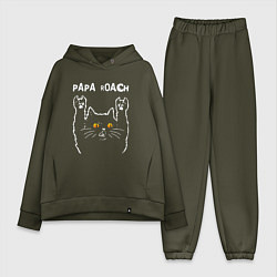 Женский костюм оверсайз Papa Roach rock cat, цвет: хаки
