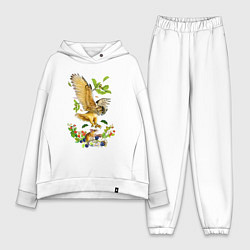 Женский костюм оверсайз Сова на охоте, цвет: белый