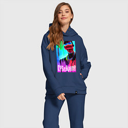 Женский костюм оверсайз Cyberpunk - sketch, цвет: тёмно-синий — фото 2