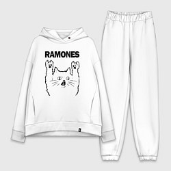 Женский костюм оверсайз Ramones - rock cat, цвет: белый