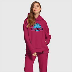 Женский костюм оверсайз Miami Heat team, цвет: маджента — фото 2