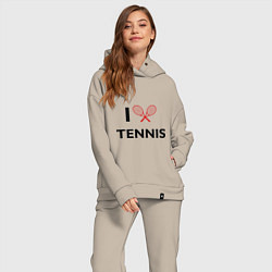 Женский костюм оверсайз I Love Tennis, цвет: миндальный — фото 2