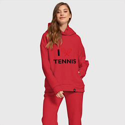 Женский костюм оверсайз I Love Tennis, цвет: красный — фото 2