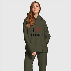Женский костюм оверсайз I Love Tennis, цвет: хаки — фото 2