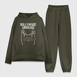 Женский костюм оверсайз Hollywood Undead rock cat, цвет: хаки