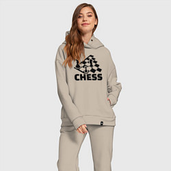Женский костюм оверсайз Chess game, цвет: миндальный — фото 2