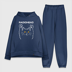 Женский костюм оверсайз Radiohead rock cat, цвет: тёмно-синий