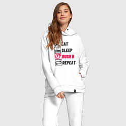 Женский костюм оверсайз Eat sleep rush b repeat, цвет: белый — фото 2