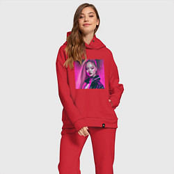 Женский костюм оверсайз Blackpink Lisa аниме рисунок, цвет: красный — фото 2