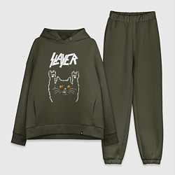 Женский костюм оверсайз Slayer rock cat, цвет: хаки