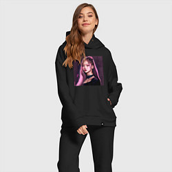 Женский костюм оверсайз Blackpink Jennie аниме рисунок, цвет: черный — фото 2