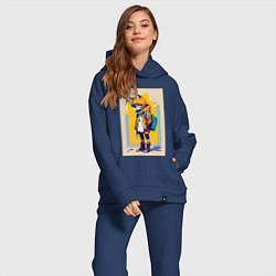 Женский костюм оверсайз Fox cub - urban style - neural network, цвет: тёмно-синий — фото 2