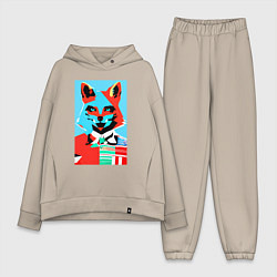 Женский костюм оверсайз Морда лисы - поп-арт - нейросеть