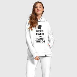 Женский костюм оверсайз Plant c4 - Counter Strike meme, цвет: белый — фото 2