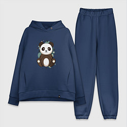 Женский костюм оверсайз Странная панда, цвет: тёмно-синий