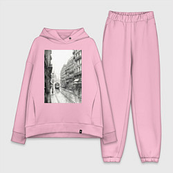 Женский костюм оверсайз Черно-белый париж, цвет: светло-розовый