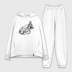 Женский костюм оверсайз Медоед стильный, цвет: белый