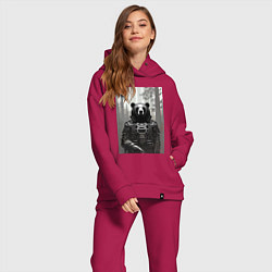 Женский костюм оверсайз Cool bear - neural network - cyberpunk, цвет: маджента — фото 2