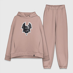 Женский костюм оверсайз Мистическая летучая мышь, цвет: пыльно-розовый