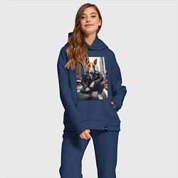 Женский костюм оверсайз Булли на улице Нью-Йорка - нейросеть, цвет: тёмно-синий — фото 2