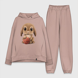 Женский костюм оверсайз Кролик баскетболист, цвет: пыльно-розовый