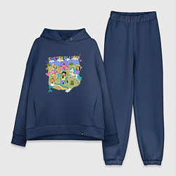 Женский костюм оверсайз System of a Down мультяшный стиль, цвет: тёмно-синий