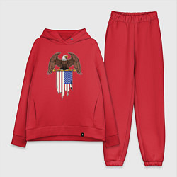 Женский костюм оверсайз США орёл, цвет: красный
