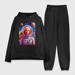 Женский костюм оверсайз Красавица Барби в космосе - нейросеть, цвет: черный