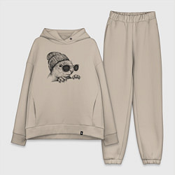 Женский костюм оверсайз Белка на стиле, цвет: миндальный