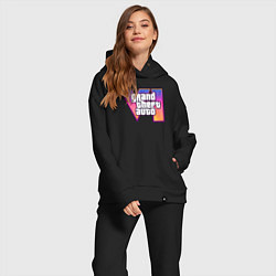 Женский костюм оверсайз GTA 6 logo, цвет: черный — фото 2