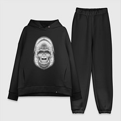 Женский костюм оверсайз Морда веселой гориллы, цвет: черный