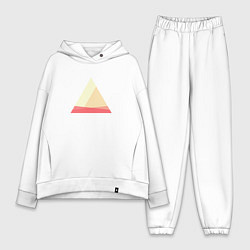 Женский костюм оверсайз Абстрактные цветные треугольники, цвет: белый