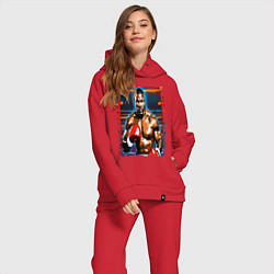 Женский костюм оверсайз Майк Тайсон на ринге, цвет: красный — фото 2