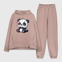 Женский костюм оверсайз Забавная маленькая панда, цвет: пыльно-розовый