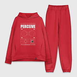 Женский костюм оверсайз Perceive streetwear, цвет: красный