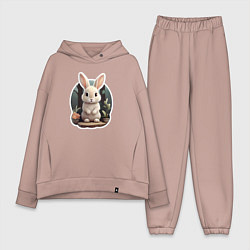 Женский костюм оверсайз Маленький пушистый кролик, цвет: пыльно-розовый