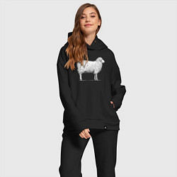 Женский костюм оверсайз Белая овечка, цвет: черный — фото 2